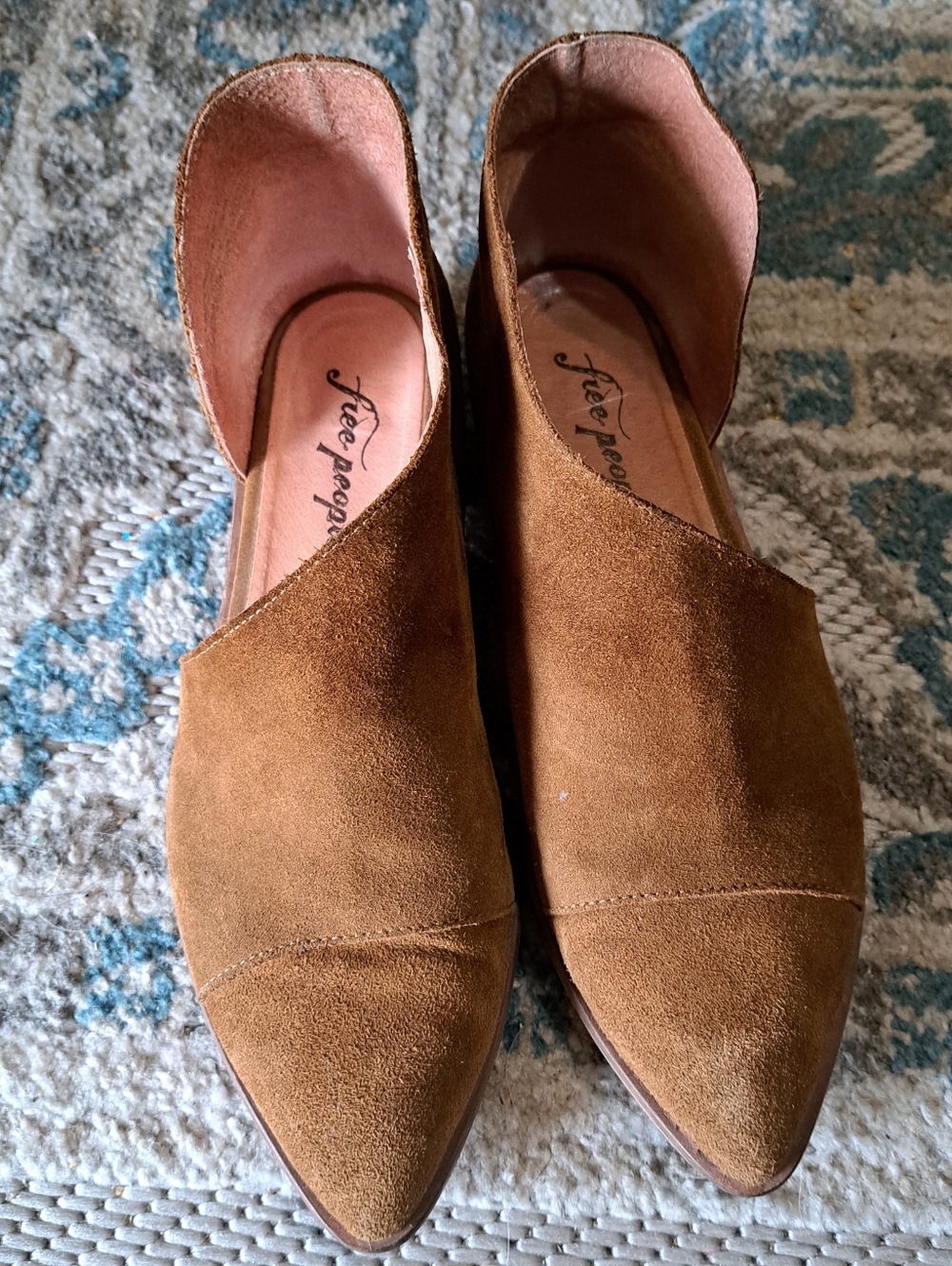 Free People Tan Suede Pointed Royale Flats - Chestnut Brown